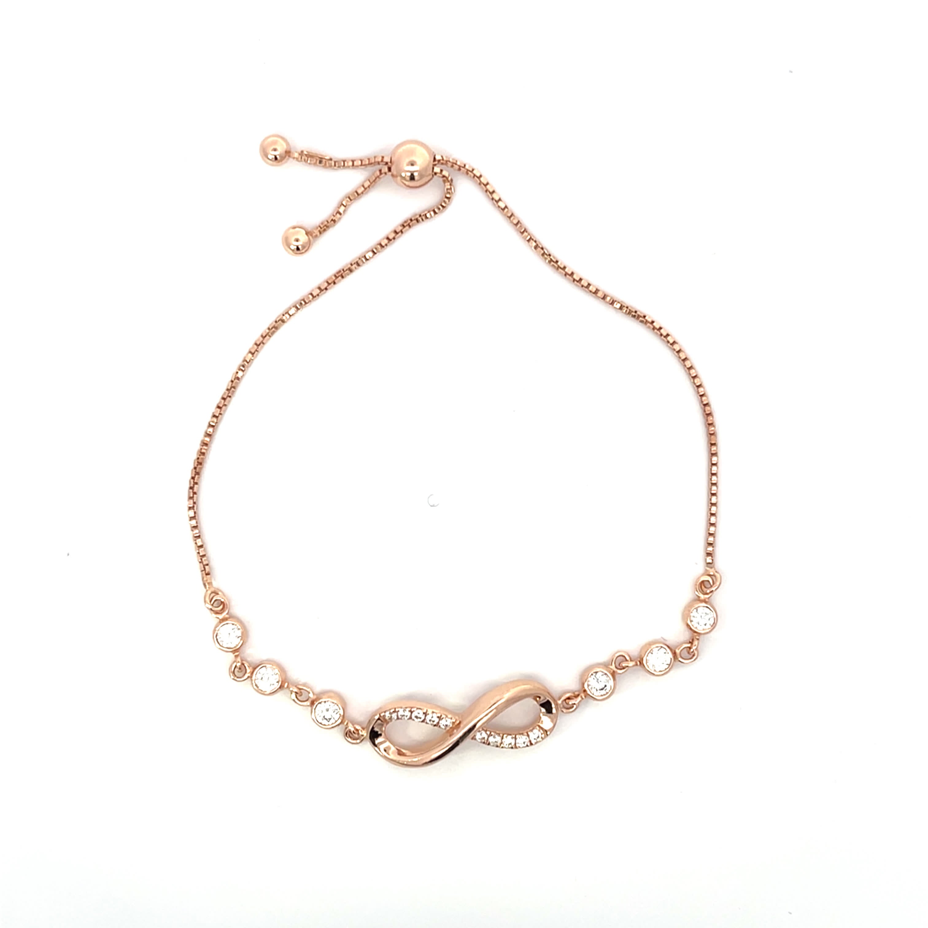 Adjustable rose gold infinity bracelet